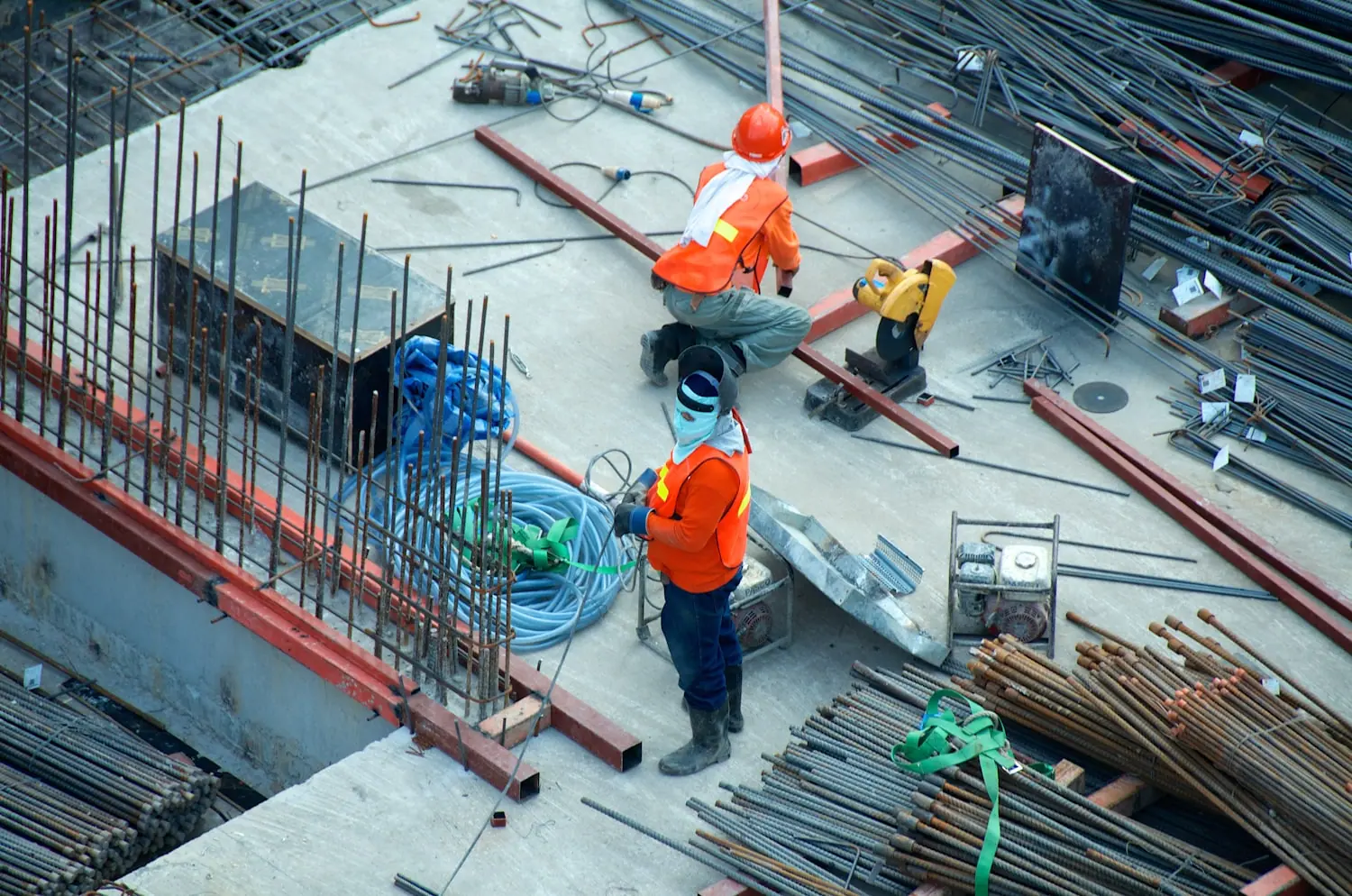 Crew on a commercial construction site